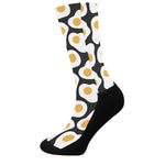 Black Fried Eggs Pattern Print Crew Socks