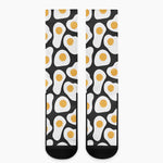 Black Fried Eggs Pattern Print Crew Socks