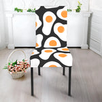 Black Fried Eggs Pattern Print Dining Chair Slipcover