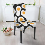Black Fried Eggs Pattern Print Dining Chair Slipcover