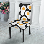 Black Fried Eggs Pattern Print Dining Chair Slipcover