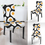 Black Fried Eggs Pattern Print Dining Chair Slipcover