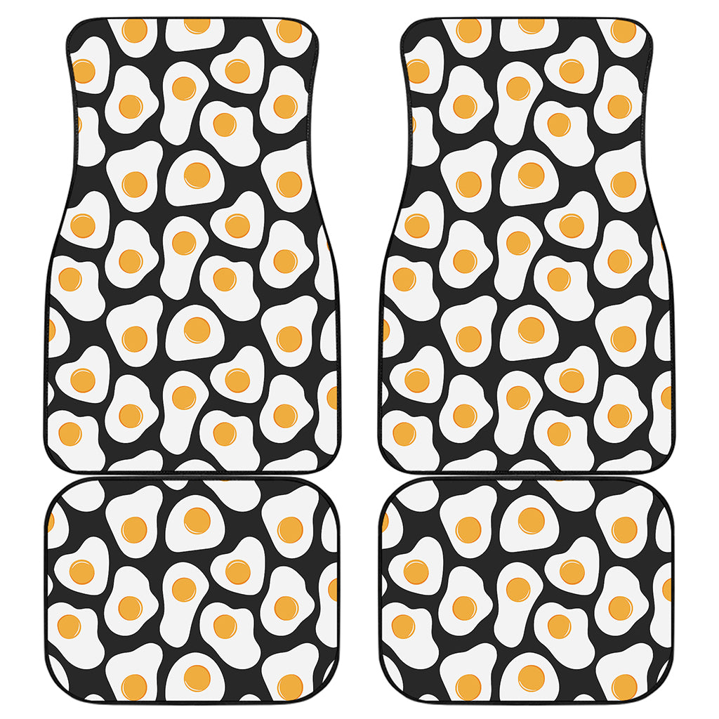 Black Fried Eggs Pattern Print Front and Back Car Floor Mats
