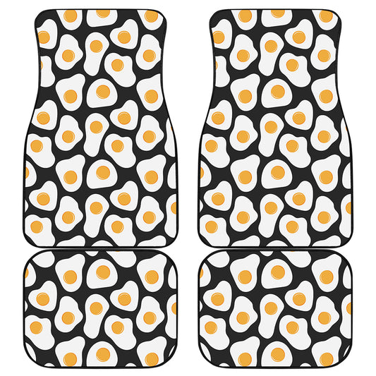 Black Fried Eggs Pattern Print Front and Back Car Floor Mats
