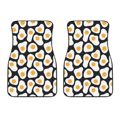 Black Fried Eggs Pattern Print Front Car Floor Mats