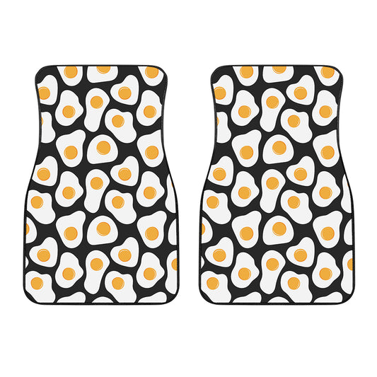 Black Fried Eggs Pattern Print Front Car Floor Mats
