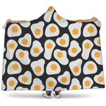 Black Fried Eggs Pattern Print Hooded Blanket