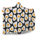 Black Fried Eggs Pattern Print Hooded Blanket