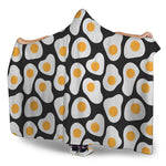 Black Fried Eggs Pattern Print Hooded Blanket