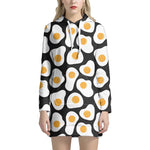Black Fried Eggs Pattern Print Hoodie Dress