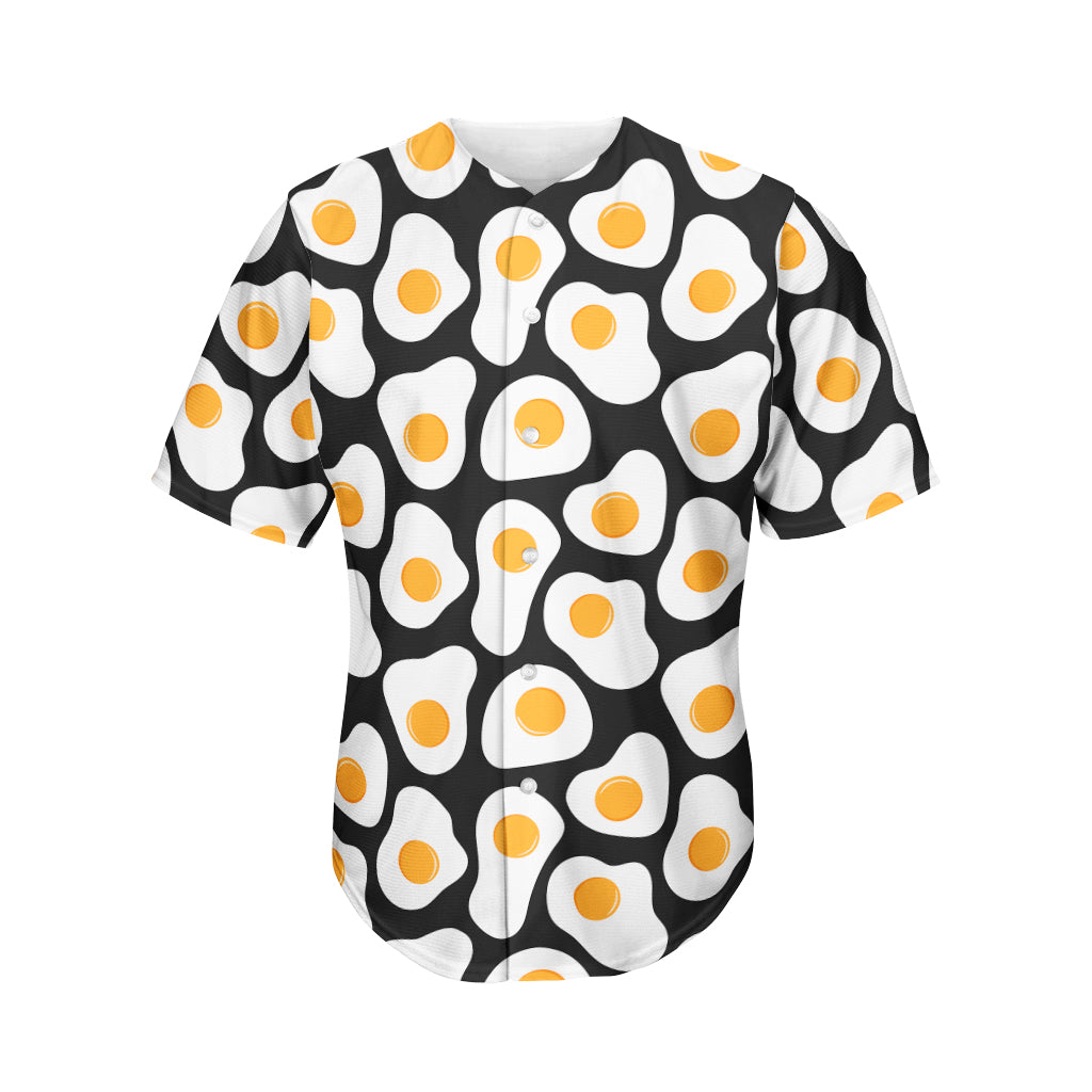 Black Fried Eggs Pattern Print Men's Baseball Jersey