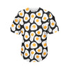 Black Fried Eggs Pattern Print Men's Baseball Jersey