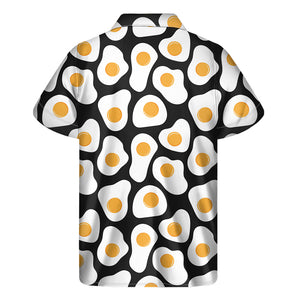 Black Fried Eggs Pattern Print Men's Short Sleeve Shirt