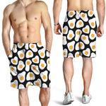 Black Fried Eggs Pattern Print Men's Shorts