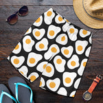 Black Fried Eggs Pattern Print Men's Shorts