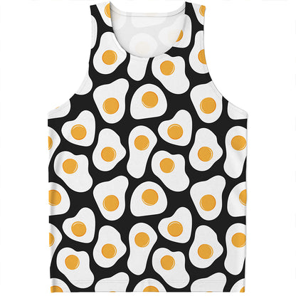 Black Fried Eggs Pattern Print Men's Tank Top