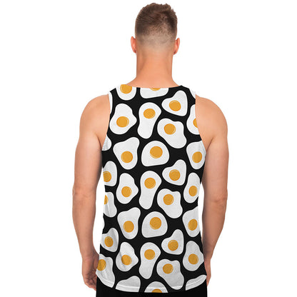 Black Fried Eggs Pattern Print Men's Tank Top