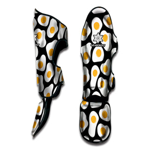 Black Fried Eggs Pattern Print Muay Thai Shin Guard