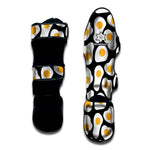 Black Fried Eggs Pattern Print Muay Thai Shin Guard