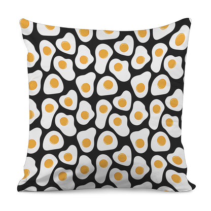 Black Fried Eggs Pattern Print Pillow Cover