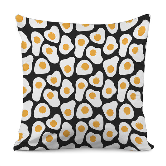 Black Fried Eggs Pattern Print Pillow Cover
