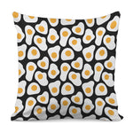 Black Fried Eggs Pattern Print Pillow Cover