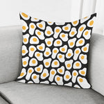 Black Fried Eggs Pattern Print Pillow Cover
