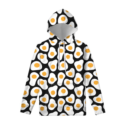Black Fried Eggs Pattern Print Pullover Hoodie