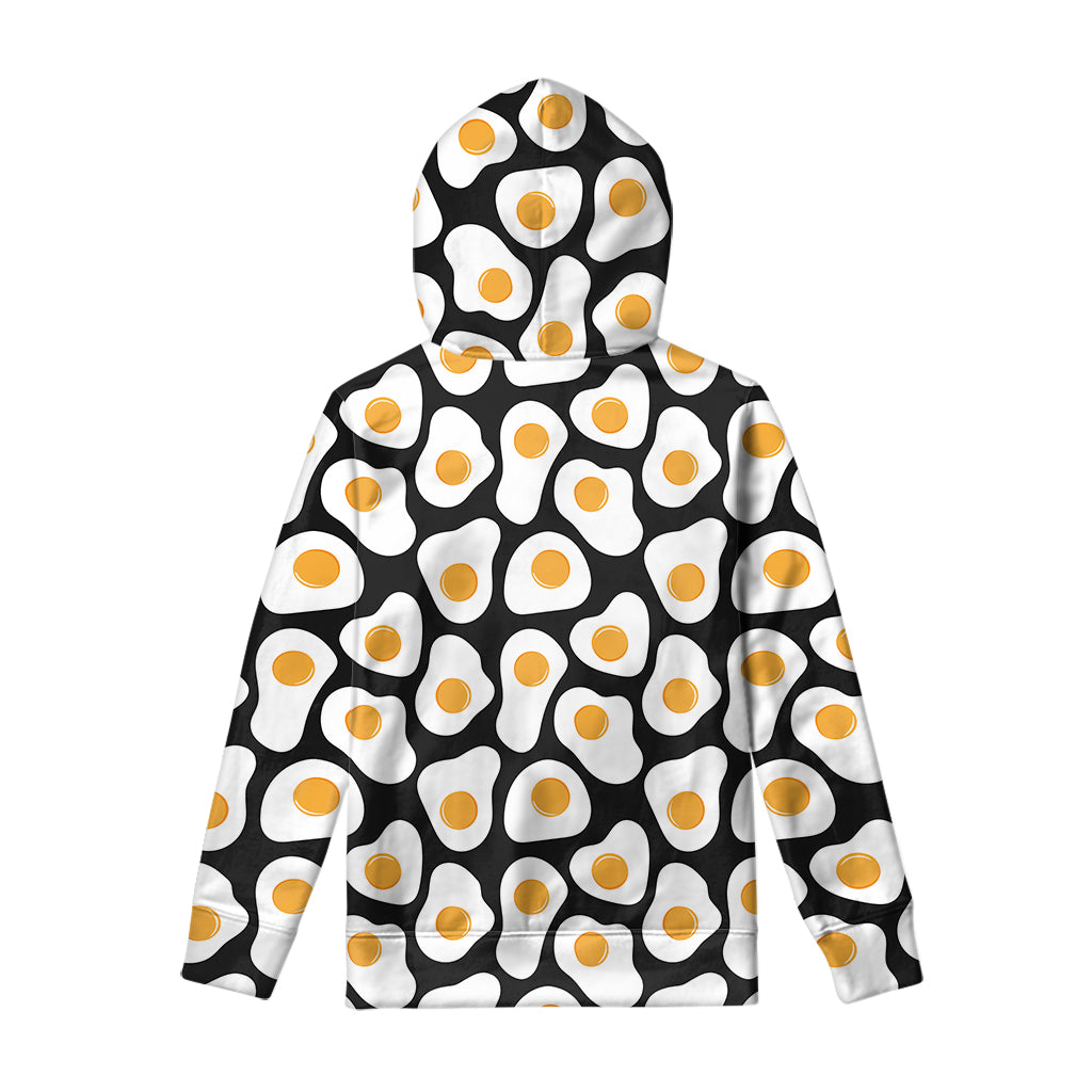 Black Fried Eggs Pattern Print Pullover Hoodie