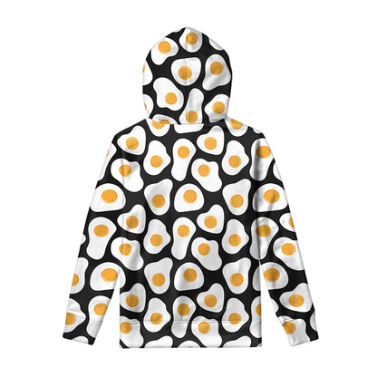 Black Fried Eggs Pattern Print Pullover Hoodie