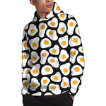 Black Fried Eggs Pattern Print Pullover Hoodie