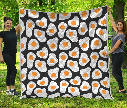 Black Fried Eggs Pattern Print Quilt