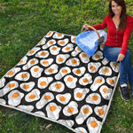 Black Fried Eggs Pattern Print Quilt