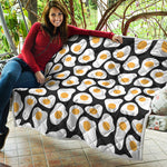 Black Fried Eggs Pattern Print Quilt