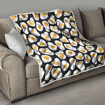 Black Fried Eggs Pattern Print Quilt