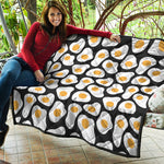 Black Fried Eggs Pattern Print Quilt