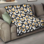 Black Fried Eggs Pattern Print Quilt