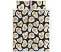 Black Fried Eggs Pattern Print Quilt Bed Set