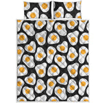 Black Fried Eggs Pattern Print Quilt Bed Set