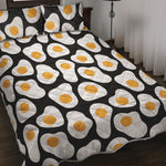 Black Fried Eggs Pattern Print Quilt Bed Set