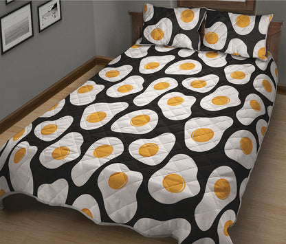 Black Fried Eggs Pattern Print Quilt Bed Set