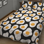 Black Fried Eggs Pattern Print Quilt Bed Set