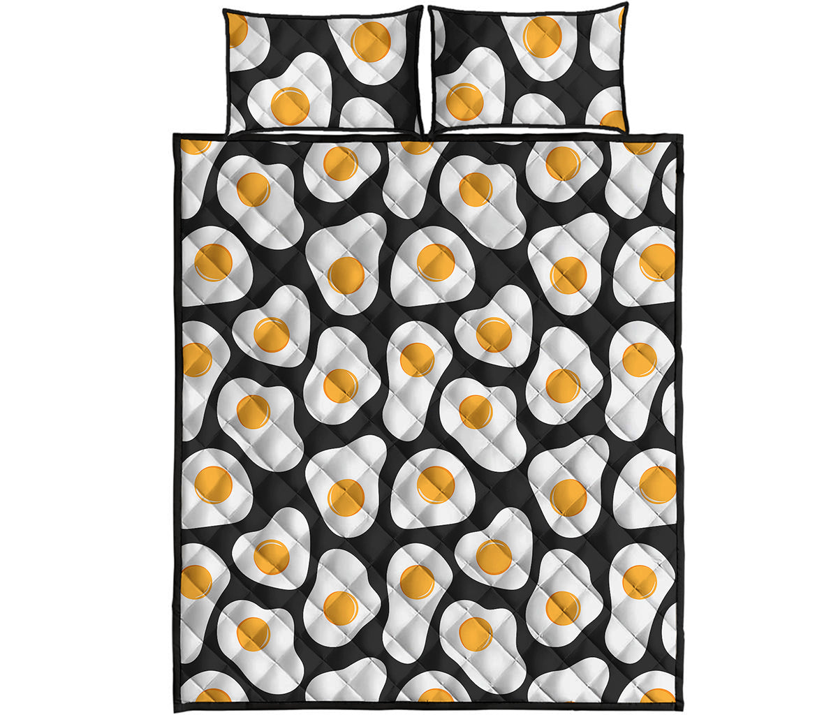 Black Fried Eggs Pattern Print Quilt Bed Set