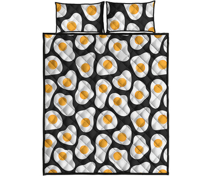 Black Fried Eggs Pattern Print Quilt Bed Set