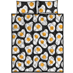 Black Fried Eggs Pattern Print Quilt Bed Set