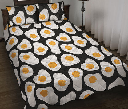Black Fried Eggs Pattern Print Quilt Bed Set