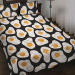 Black Fried Eggs Pattern Print Quilt Bed Set