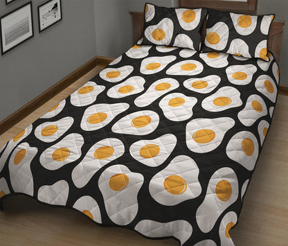 Black Fried Eggs Pattern Print Quilt Bed Set