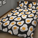 Black Fried Eggs Pattern Print Quilt Bed Set