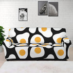 Black Fried Eggs Pattern Print Sofa Cover